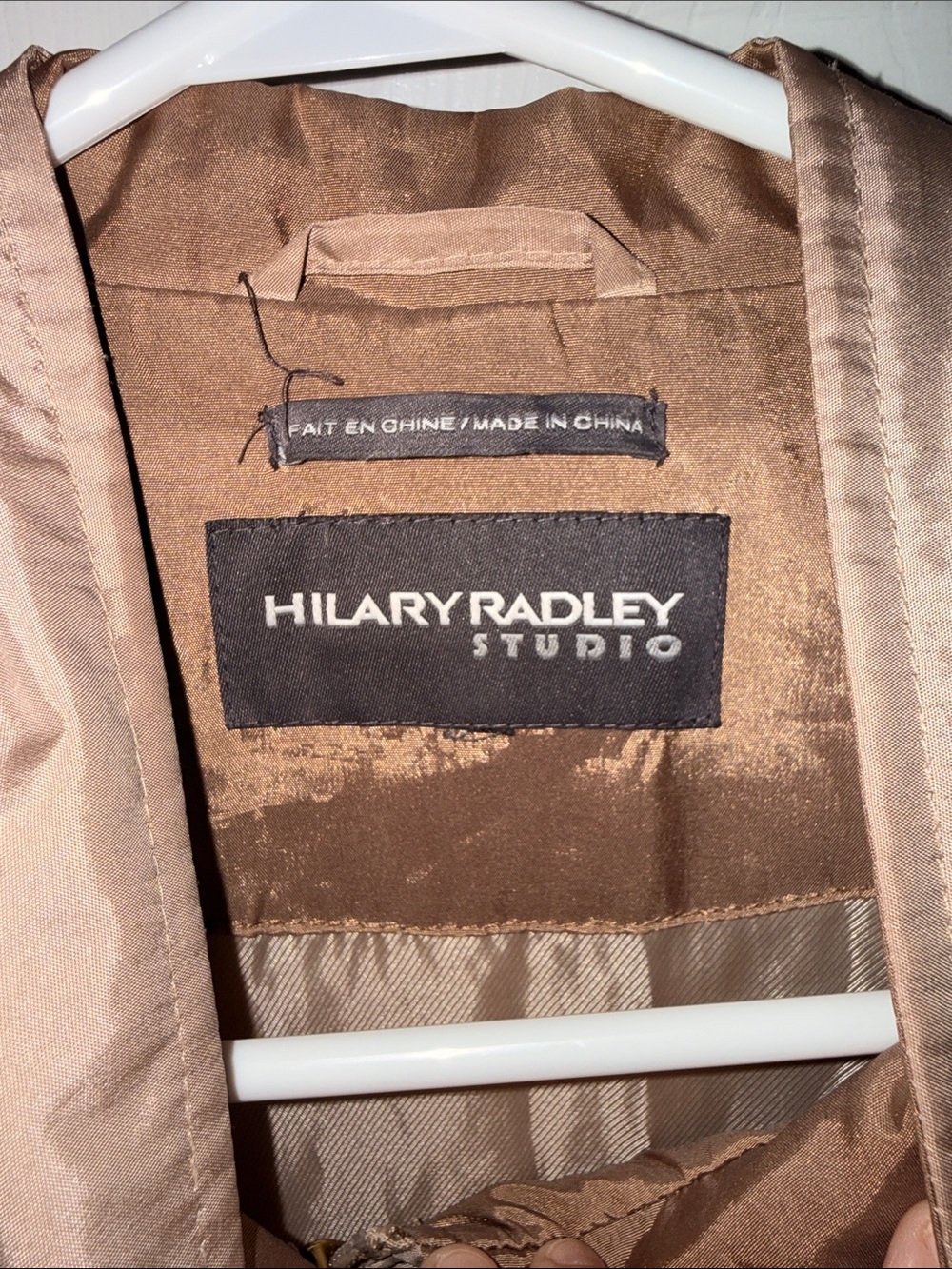 Hilary Radley Champagne Tan Bomber Jacket with Gold-Tone Snaps - Picture 2 of 7